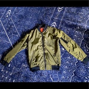 SOL! Olive green bomber jacket w/ orange inside lining